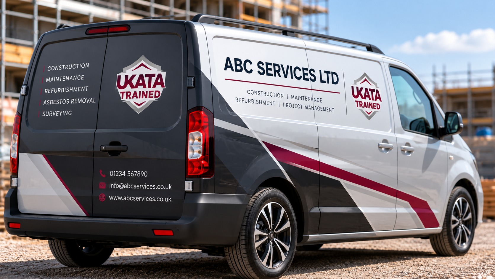 Illustration of UKATA Trained Logo on a company van