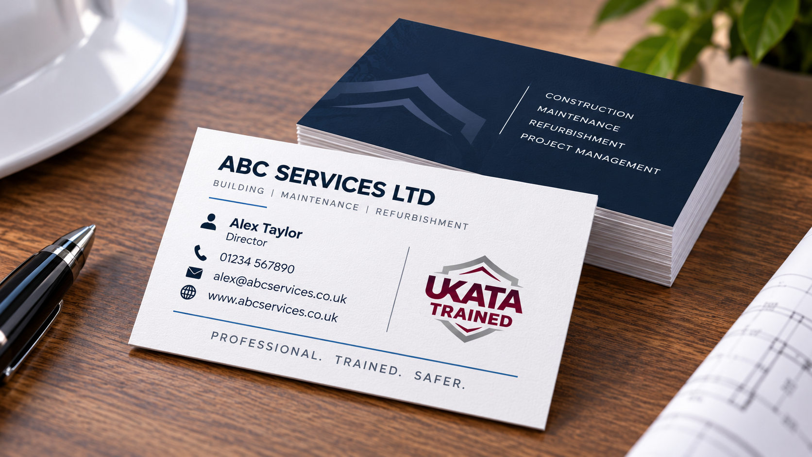 UKATA Trained Logo on business cards
