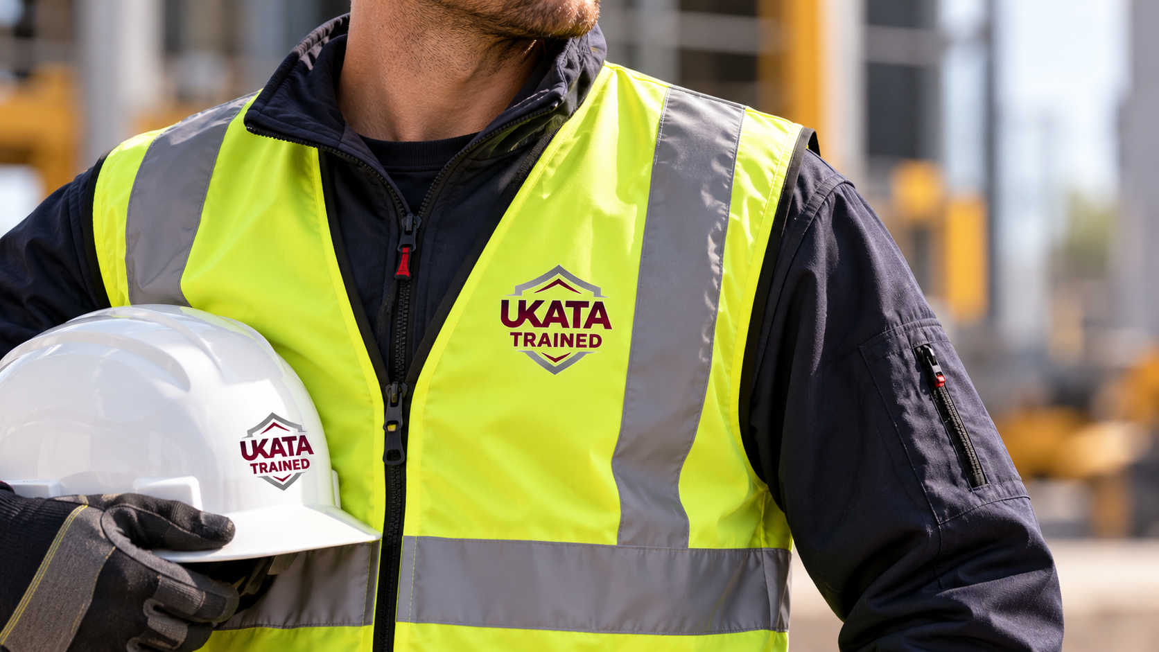 Illustration of UKATA Trained Logo on safety gear